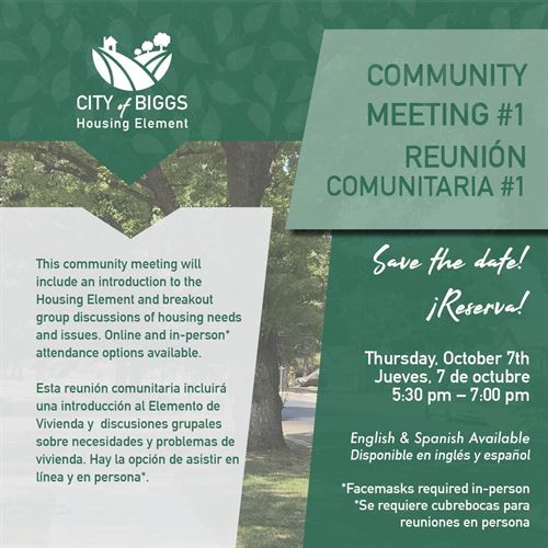 City of Biggs Housing Element Meeting Flyer